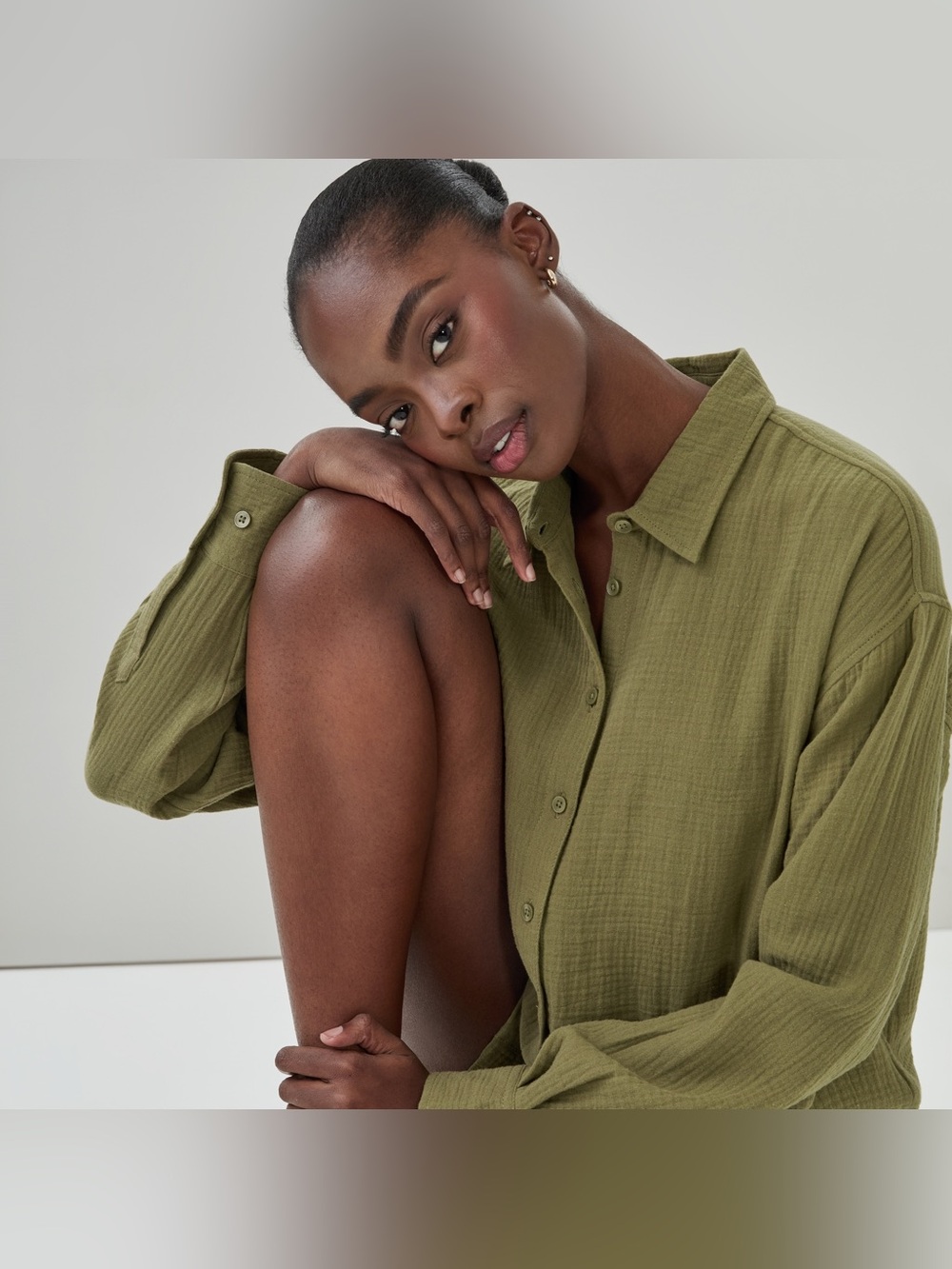 Joe's Jeans 100% Cotton Olive Green Button-Front Women's Shirt
